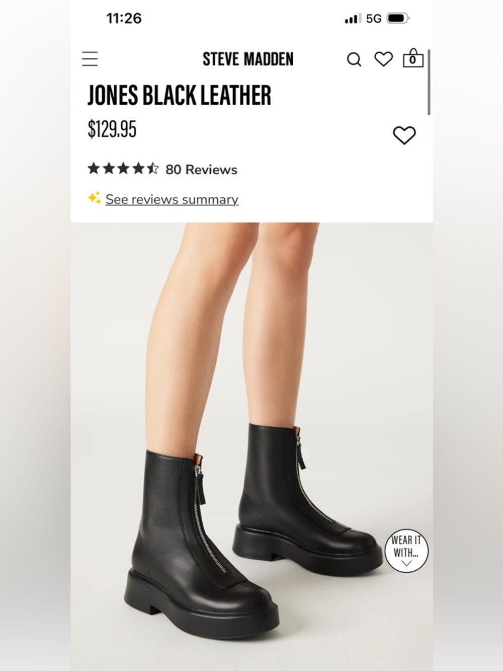 Steve Madden Black Front-Zip Platform Booties